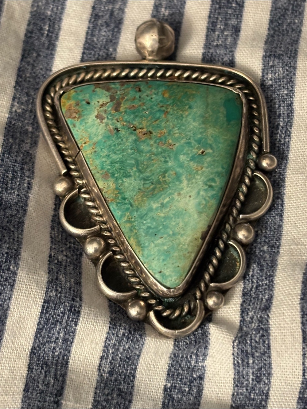 Orville Jack Green Turquoise Pendant Handmade Native American, Navajo
